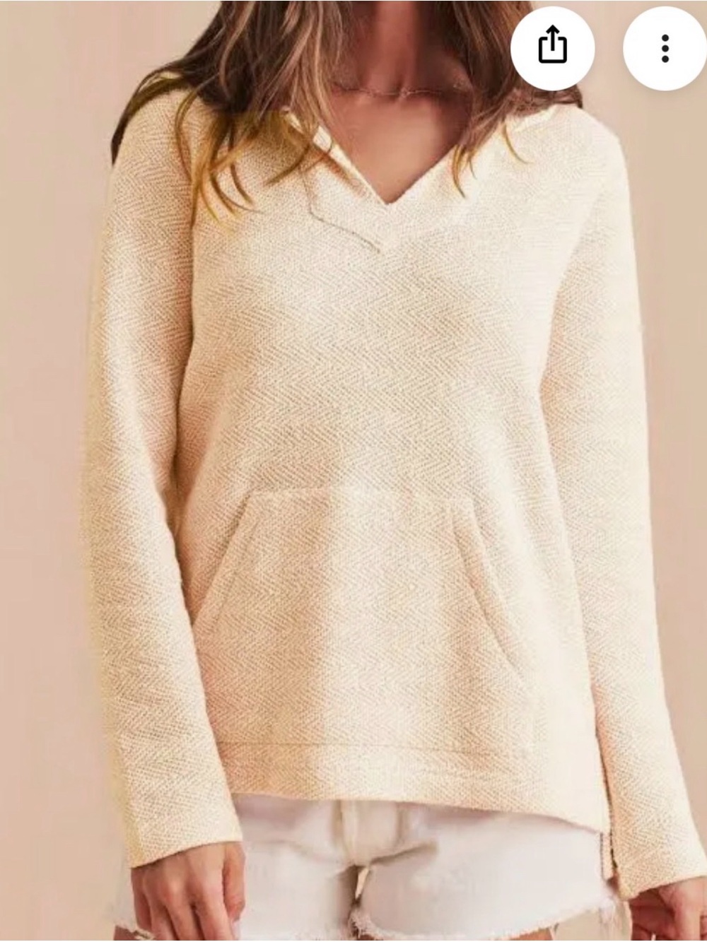 Faherty White Water Hoodie Women’s Jacquard Knit Summer Sand L Beach Lounge
